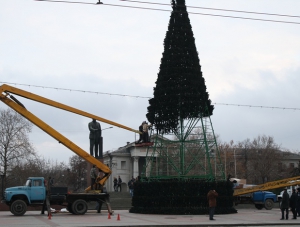 В столице устанавливают новогоднюю ёлки